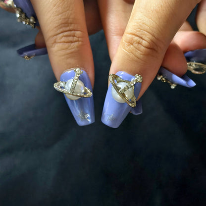 Handmade Royal Blue - Luxurious Rhinestone Nail Art Set - Luwanery